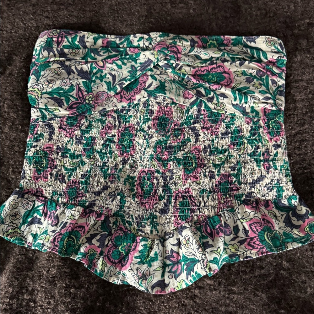 Free People stretchy floral print strapless/tube top
